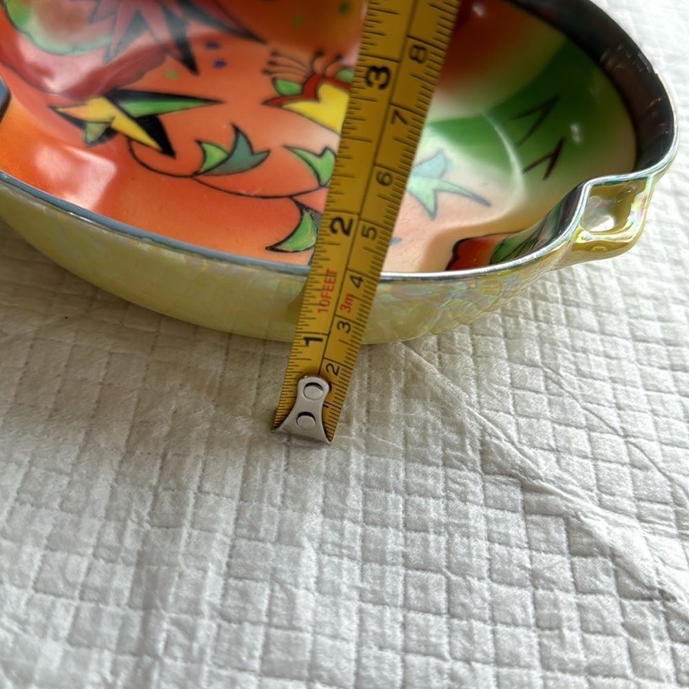 Vintage painted dish from Japan - yellow orange and green - Picture 7 of 7